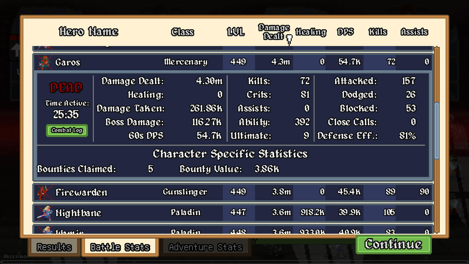 Battle Results Battle Results
